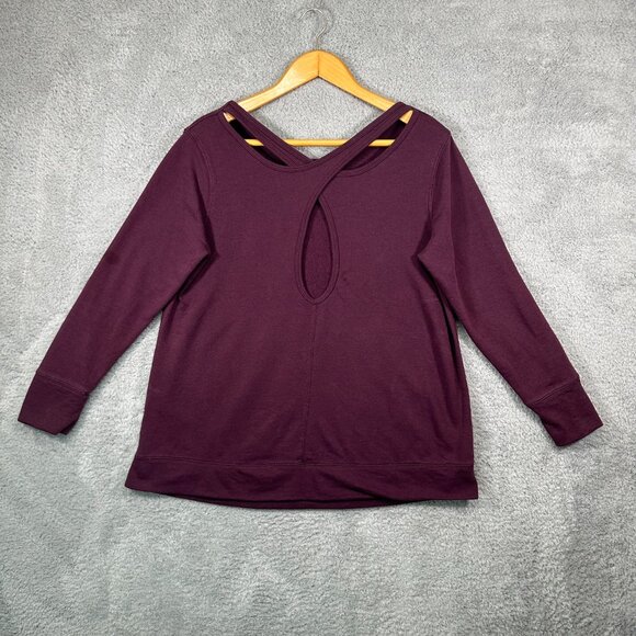 Old Navy Relaxed French-Terry Keyhole-Back Sweatshirt for Women Plus Size - Picture 2 of 11